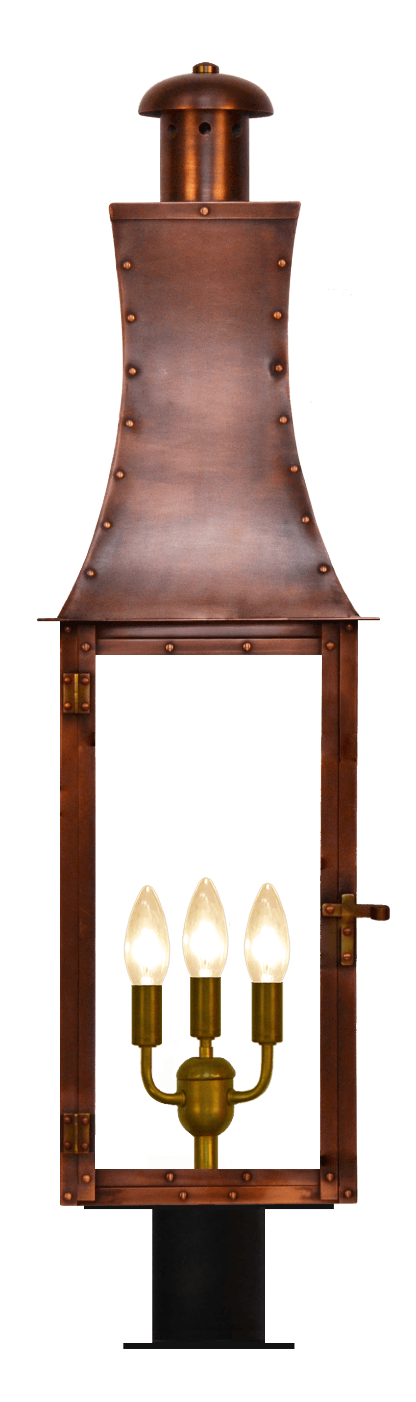 Churchill Post Mount Electric Lantern — Antique Copper, None