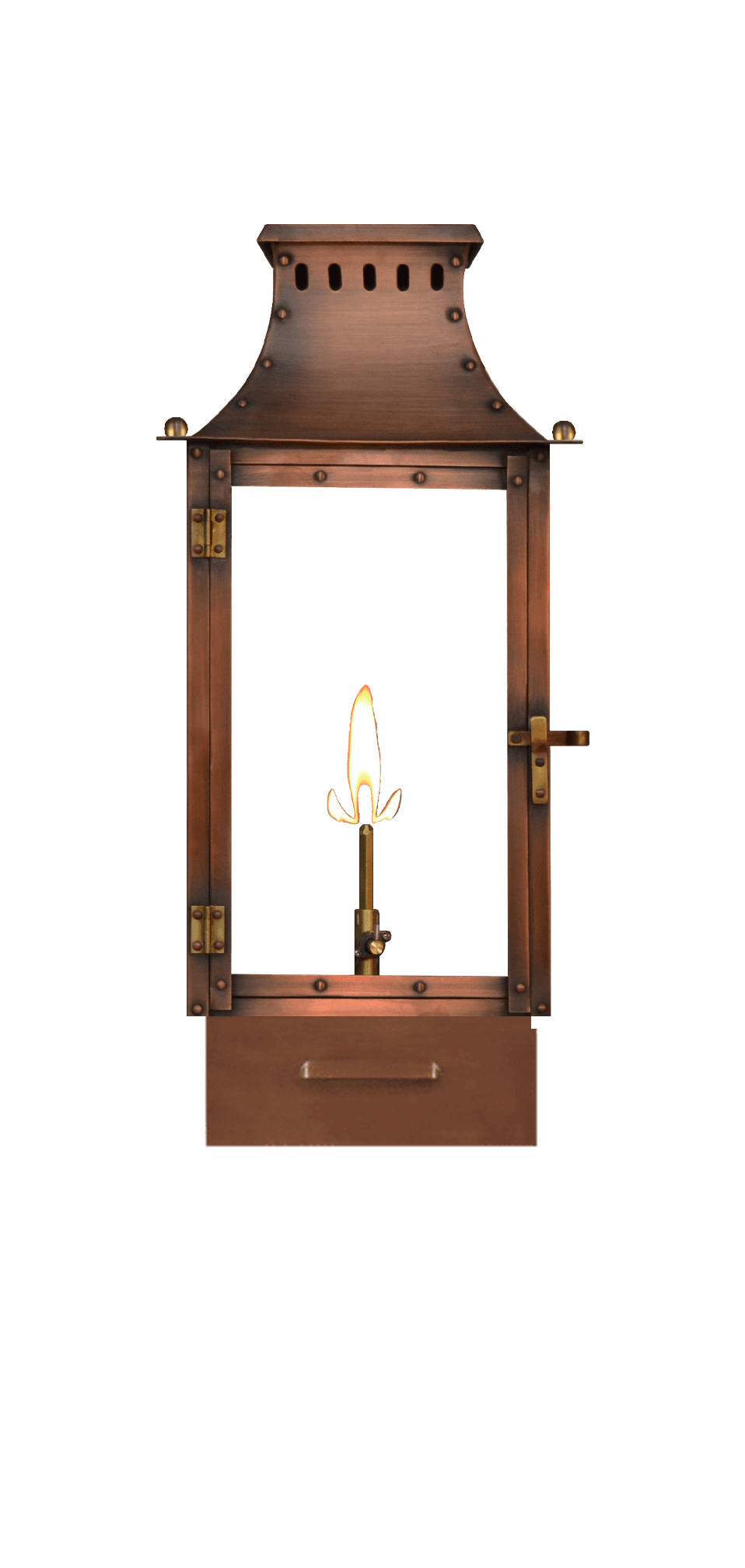 Market Street Post Mount Natural Gas Lantern — Antique Copper, None