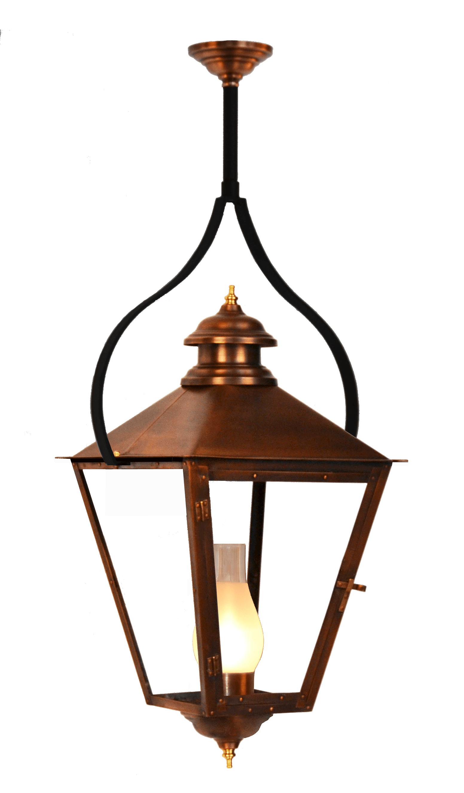 Adam Street Ceiling Mount Electric Lantern — Antique Copper, 18.5" x 10.5"