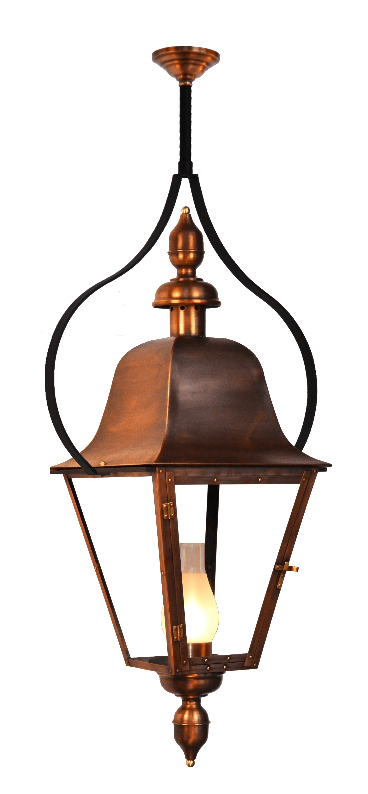 Belmont Ceiling Mount Electric Lantern — Antique Copper, 30" x 10.5"