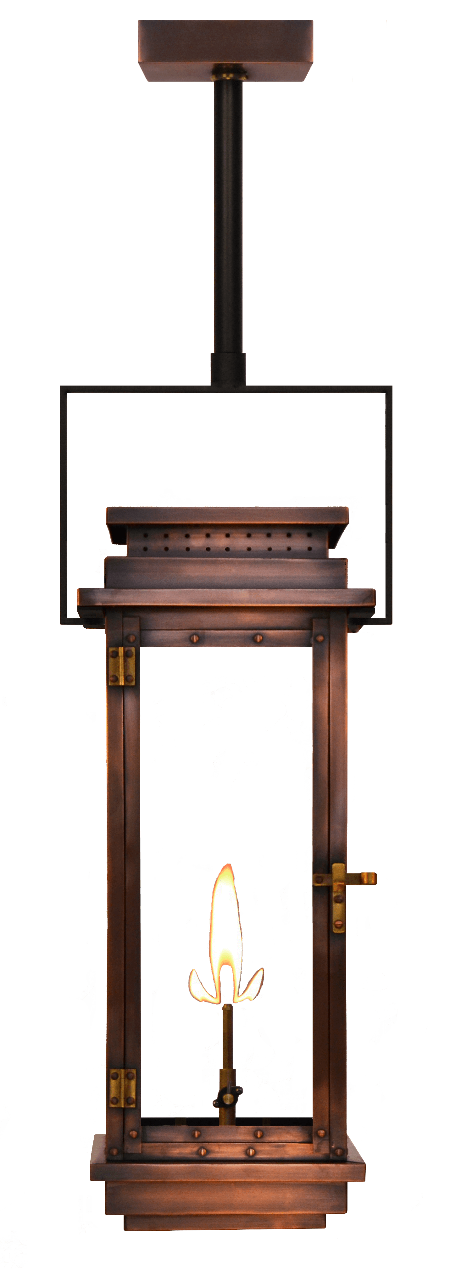 Contempo Ceiling Mount Natural Gas Lantern — Antique Copper, 22" x 8.5"