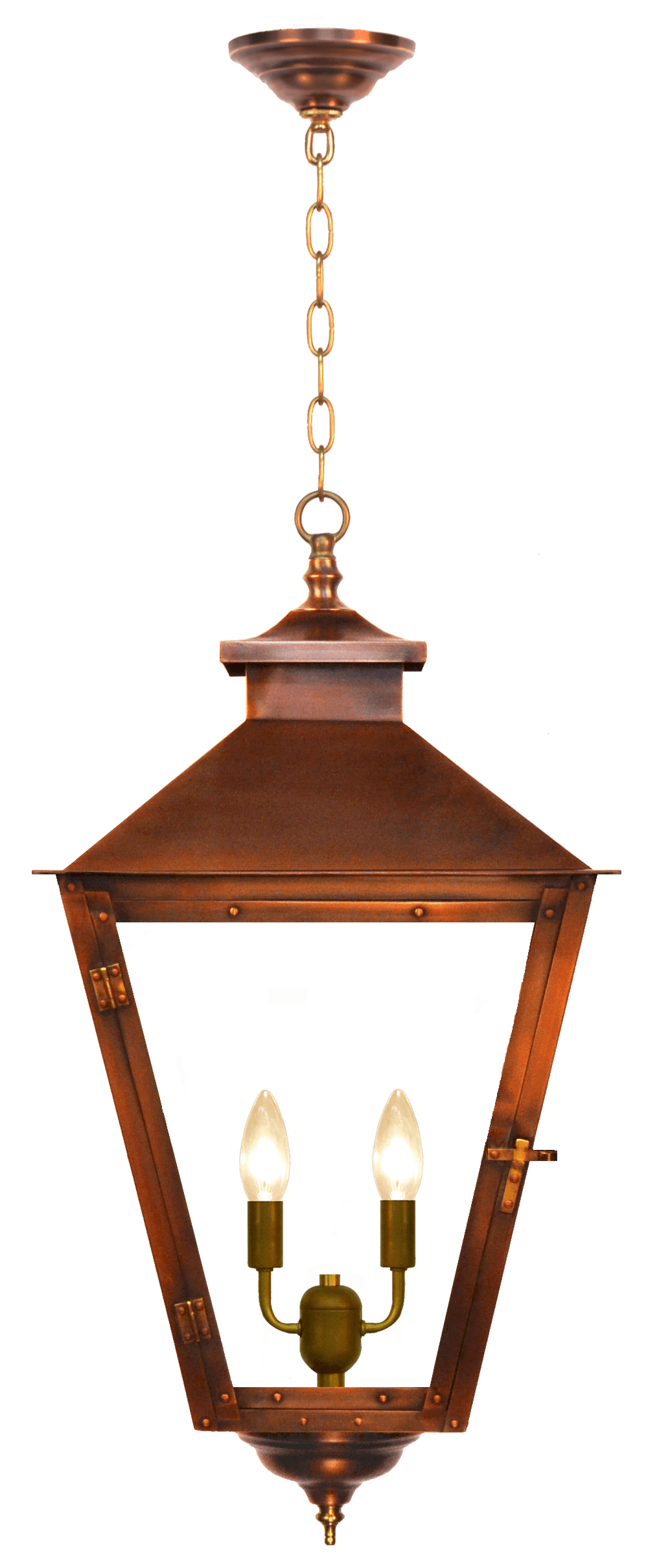 Conception Street Ceiling Mount Electric Lantern — Antique Copper, 24" x 12"