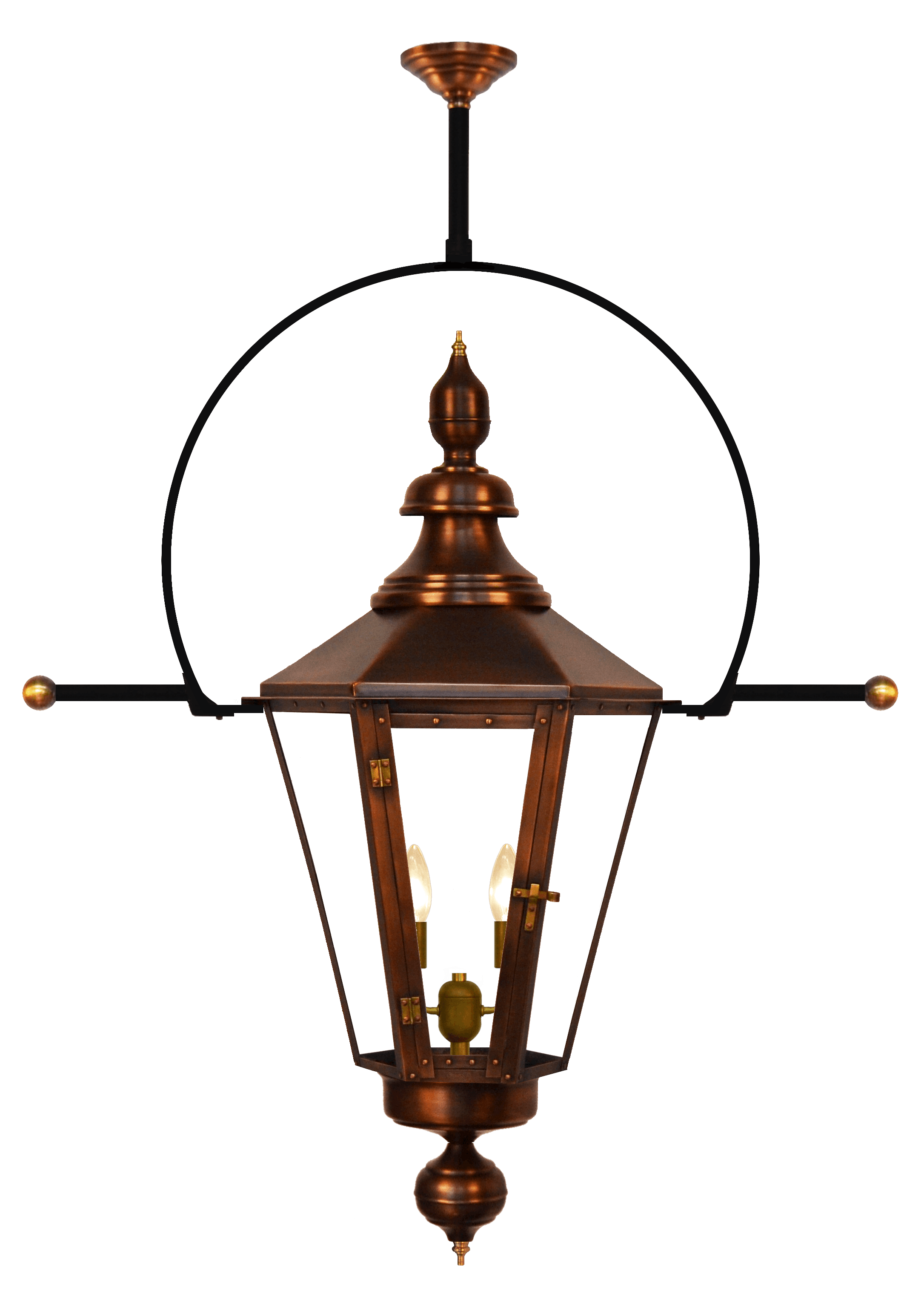 Eslava Street Ceiling Mount Electric Lantern — Antique Copper, 20" x 6"