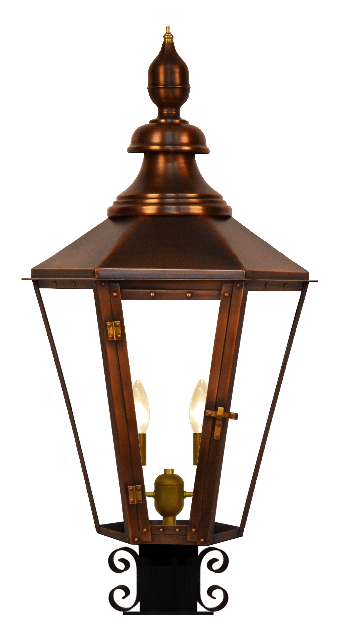 Eslava Street Post Mount Electric Lantern — Antique Copper, 20" x 6"