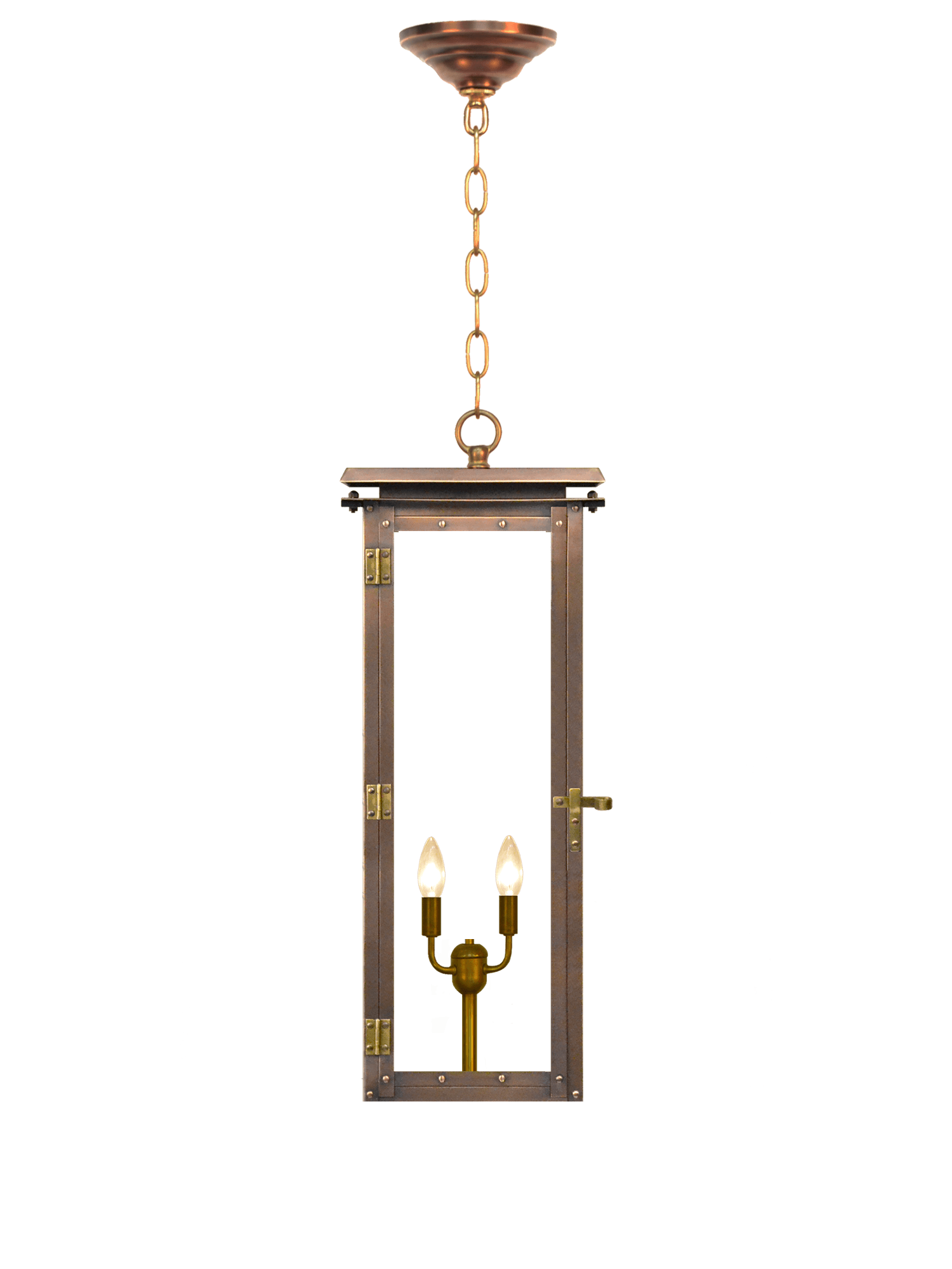 Hyland Ceiling Mount Electric Lantern — Antique Copper, 17.5" x 8.5"