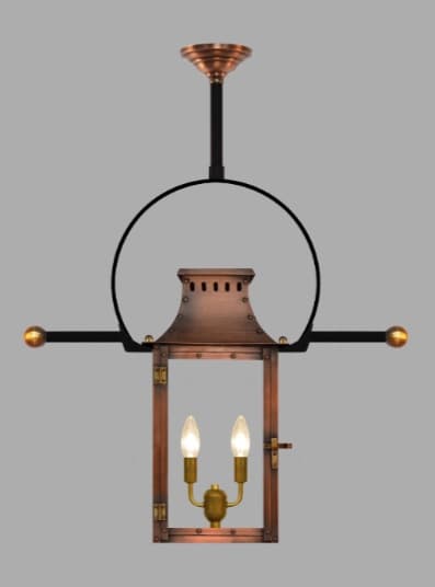 Market Street Ceiling Mount Electric Lantern — Antique Copper, 16" x 9"