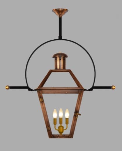 Georgetown Ceiling Mount Electric Lantern — Antique Copper, 28" x 15.5"