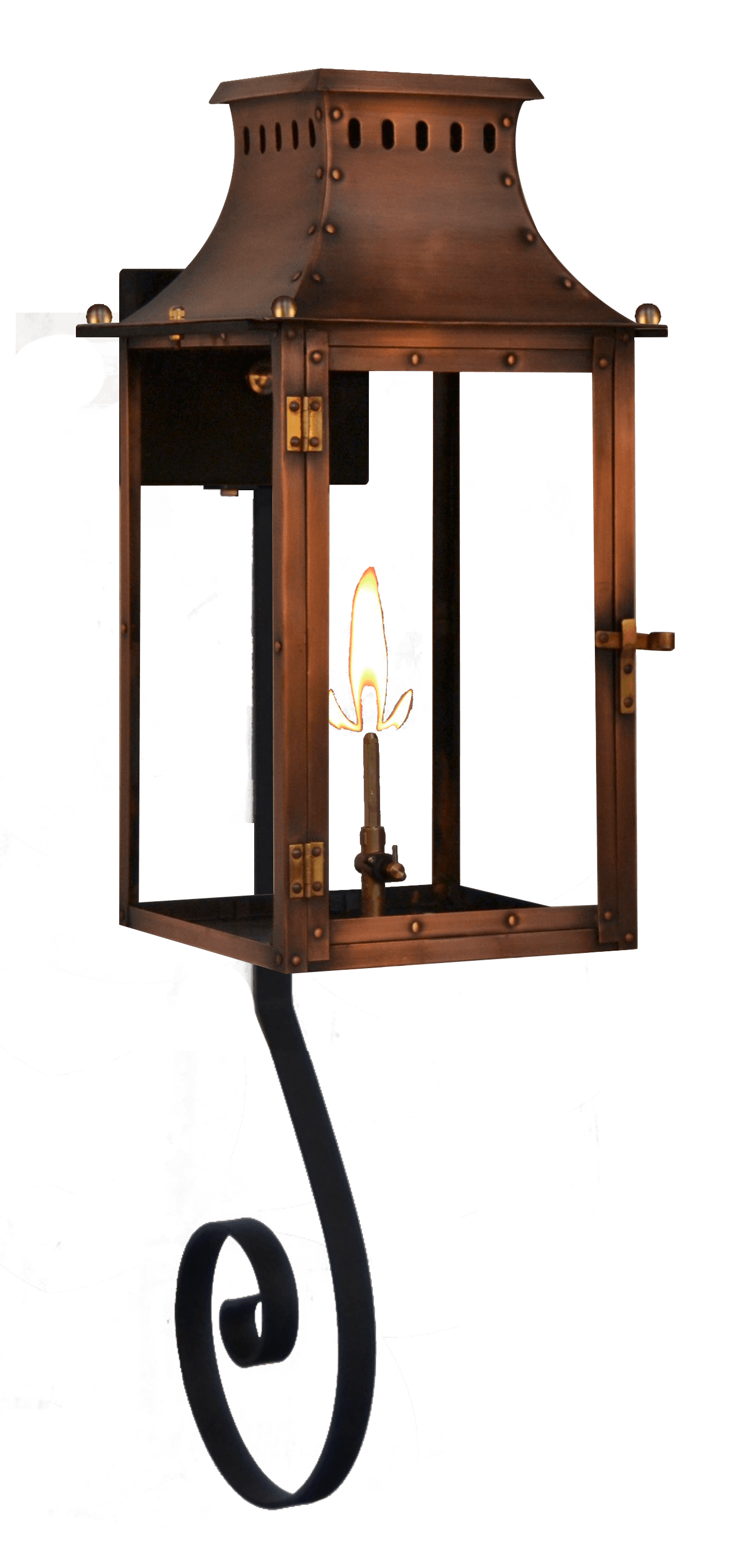 Market Street Wall Mount Natural Gas Lantern — Antique Copper, 16" x 9"
