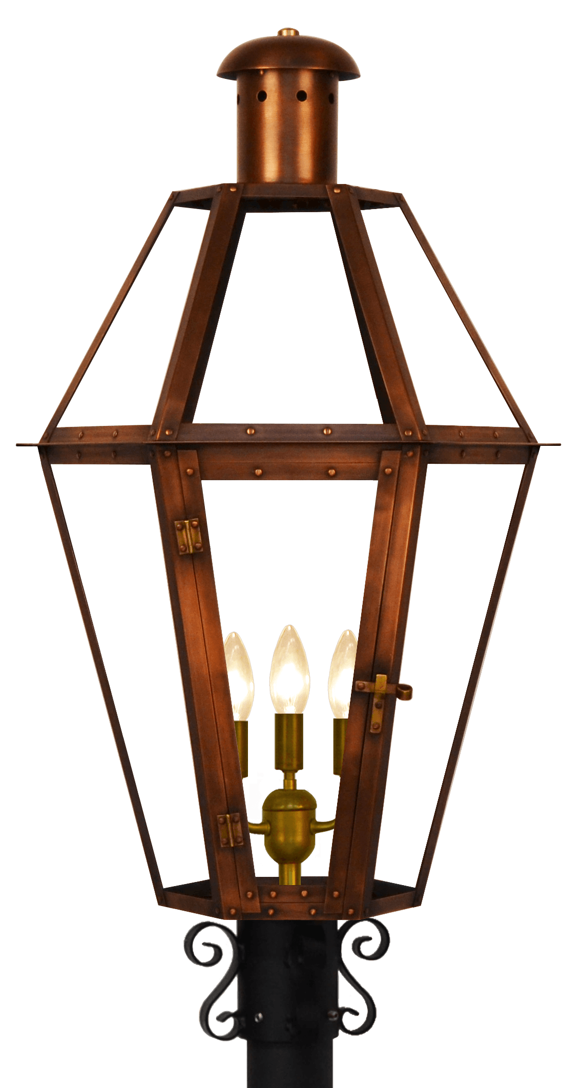 Mount Vernon Post Mount Electric Lantern — Antique Copper, 30.5" x 19"