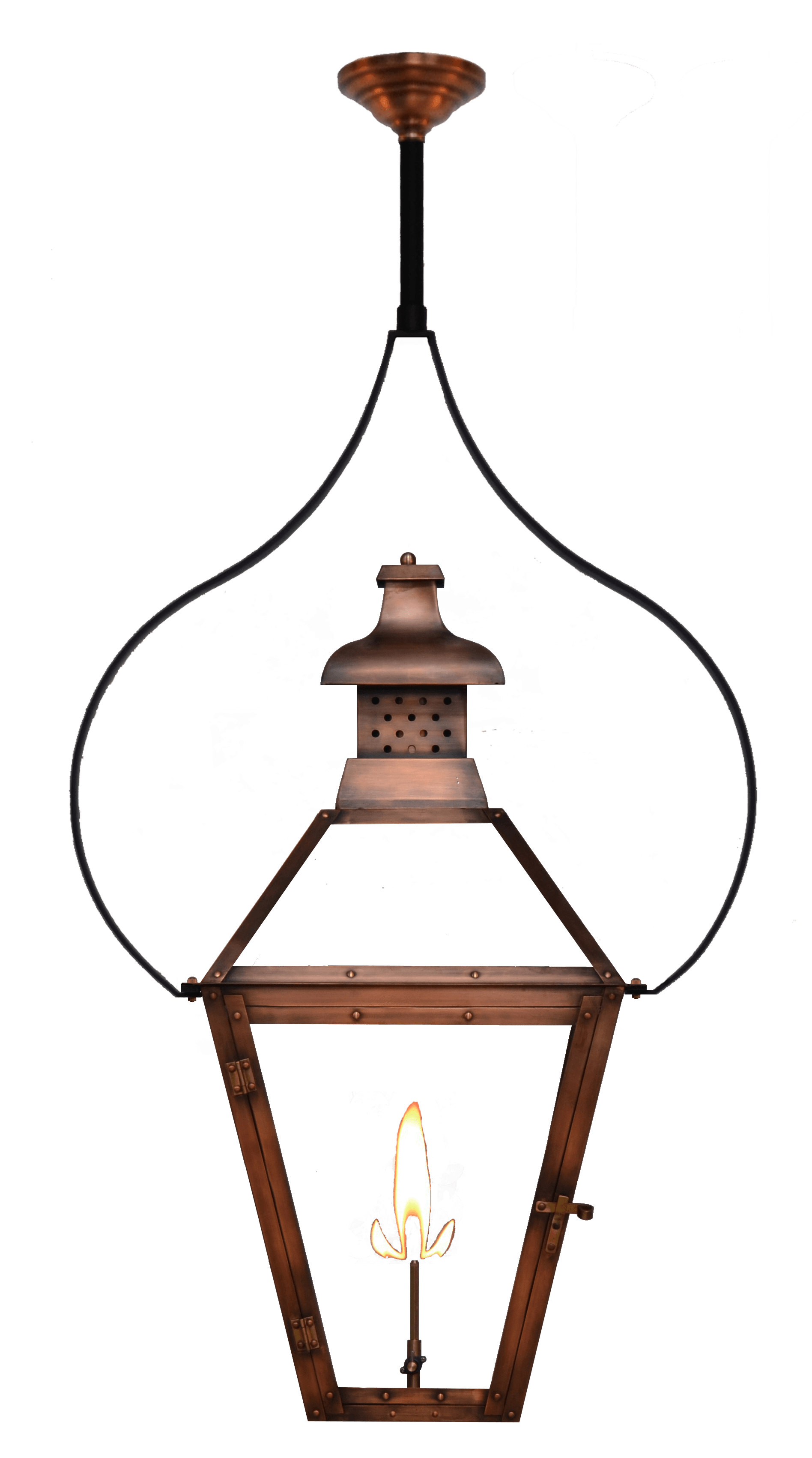 Pebble Hill Ceiling Mount Natural Gas Lantern — Antique Copper, 23.5" x 11.5"