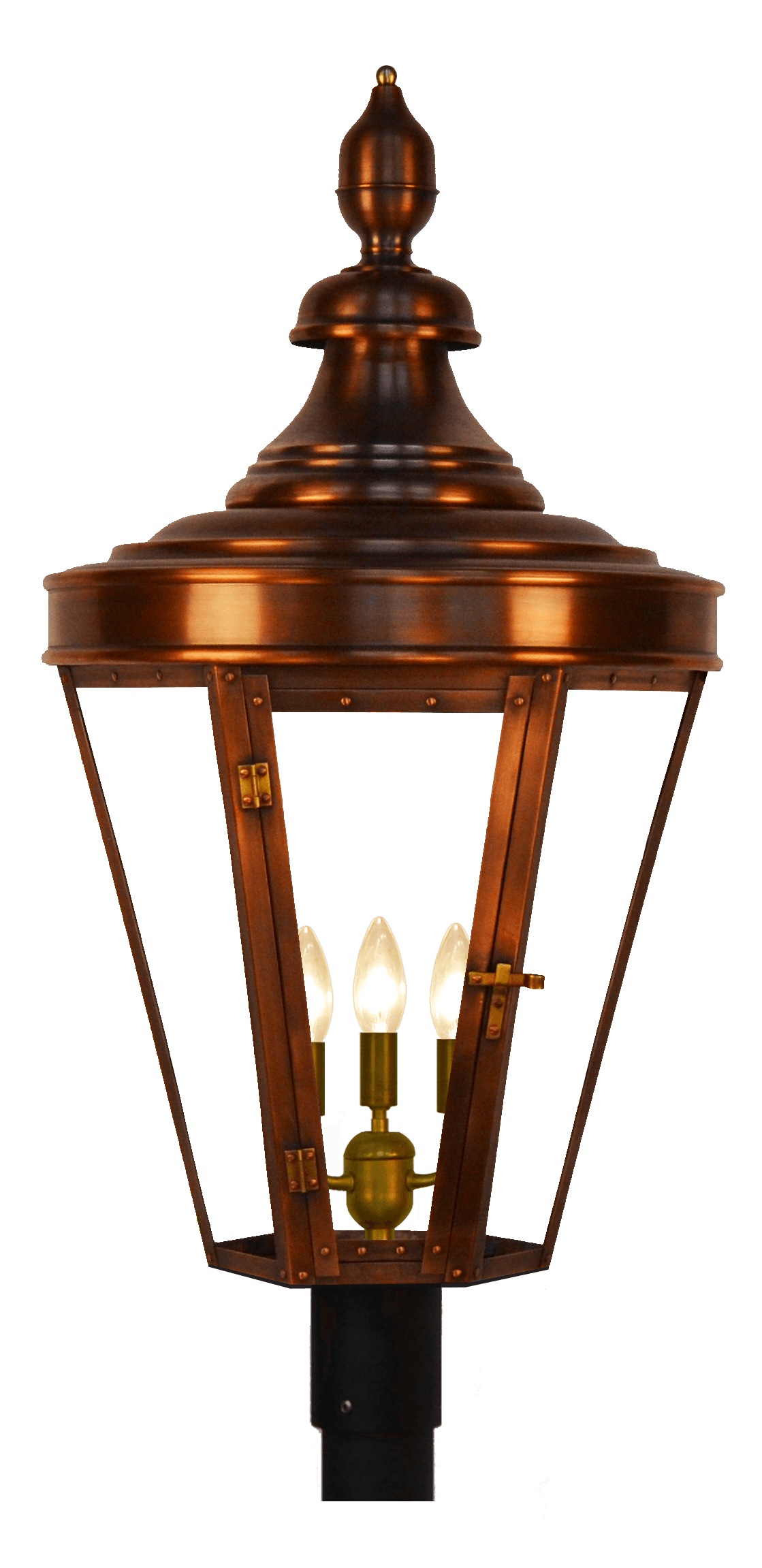 Royal Street Post Mount Electric Lantern — Antique Copper, 40" x 18.5"