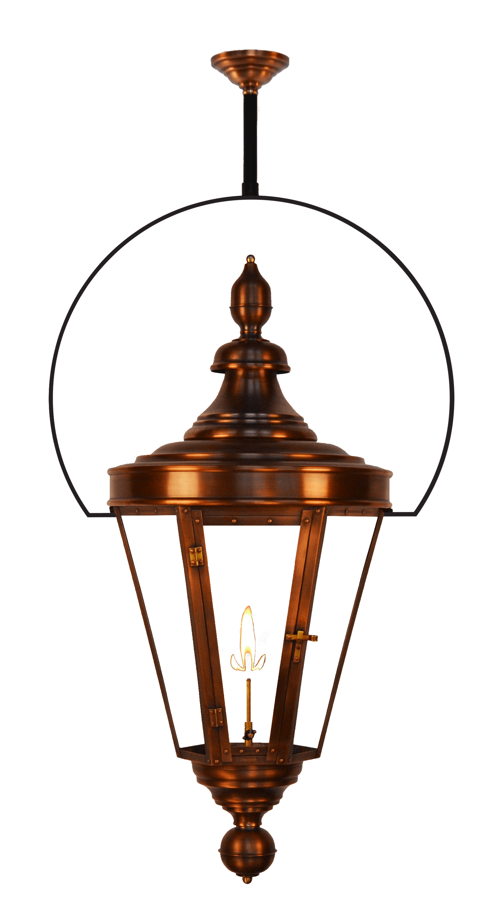 Royal Street Ceiling Mount Natural Gas Lantern — Antique Copper, 28" x 12.5"