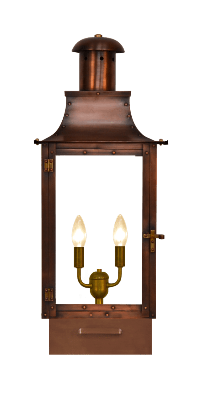 Somerset Post Mount Electric Lantern — Antique Copper, 20" x 9"