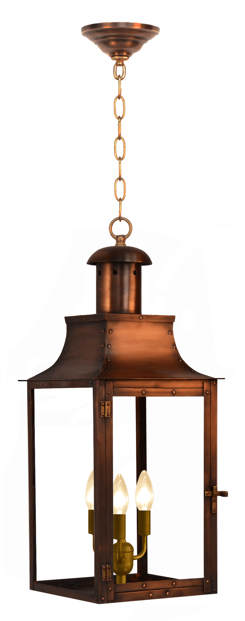 Somerset Ceiling Mount Electric Lantern — Antique Copper, 26.5" x 12"