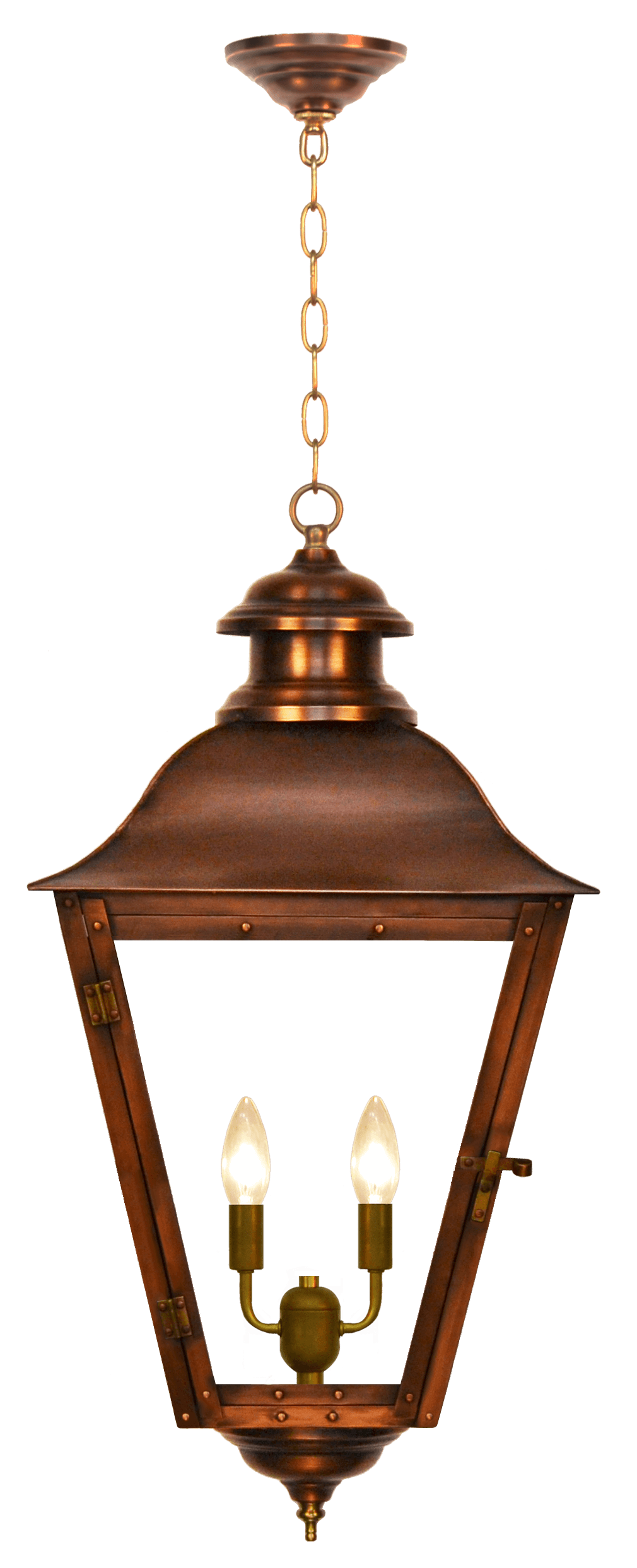 State Street Ceiling Mount Electric Lantern — Antique Copper, 20" x 10.5"