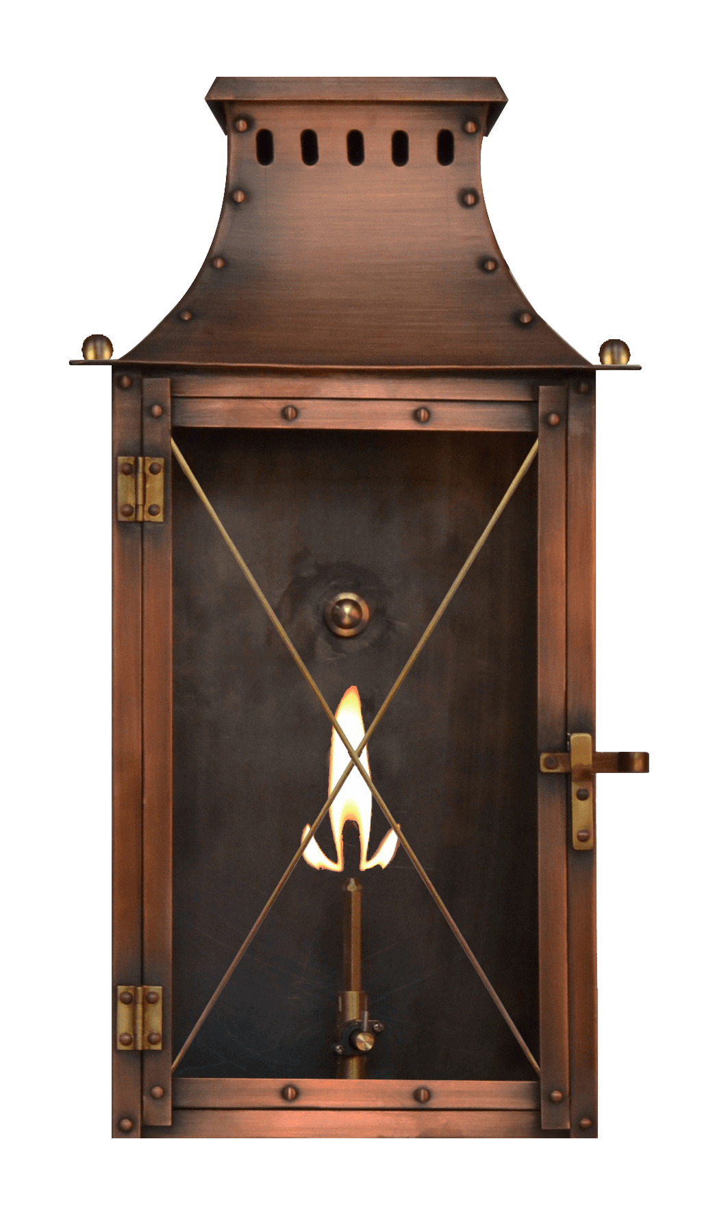 Yorktown Wall Mount Natural Gas Lantern — Antique Copper, 16" x 9"