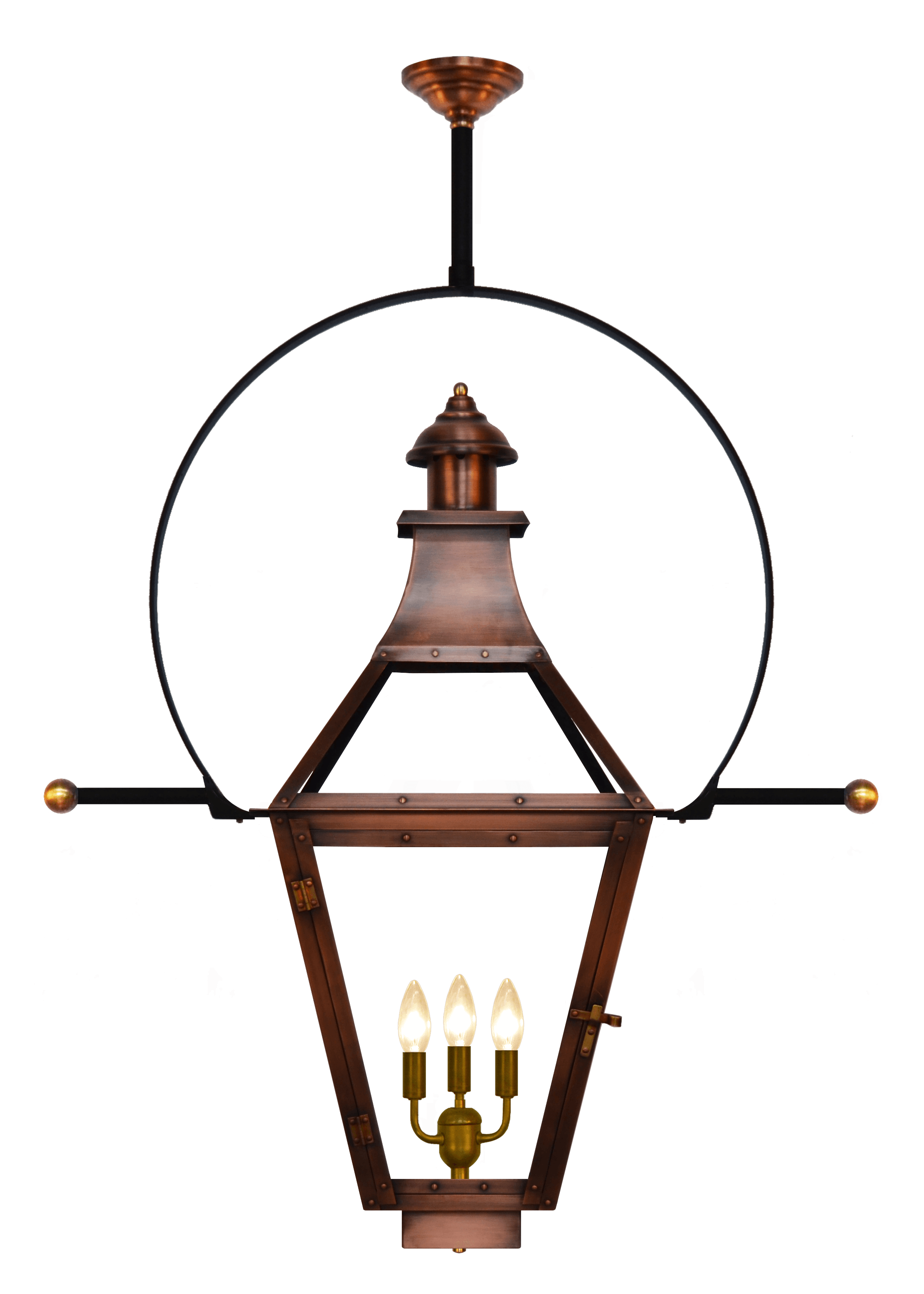 Creole Ceiling Mount Electric Lantern — Antique Copper, 35.5" x 15.5"