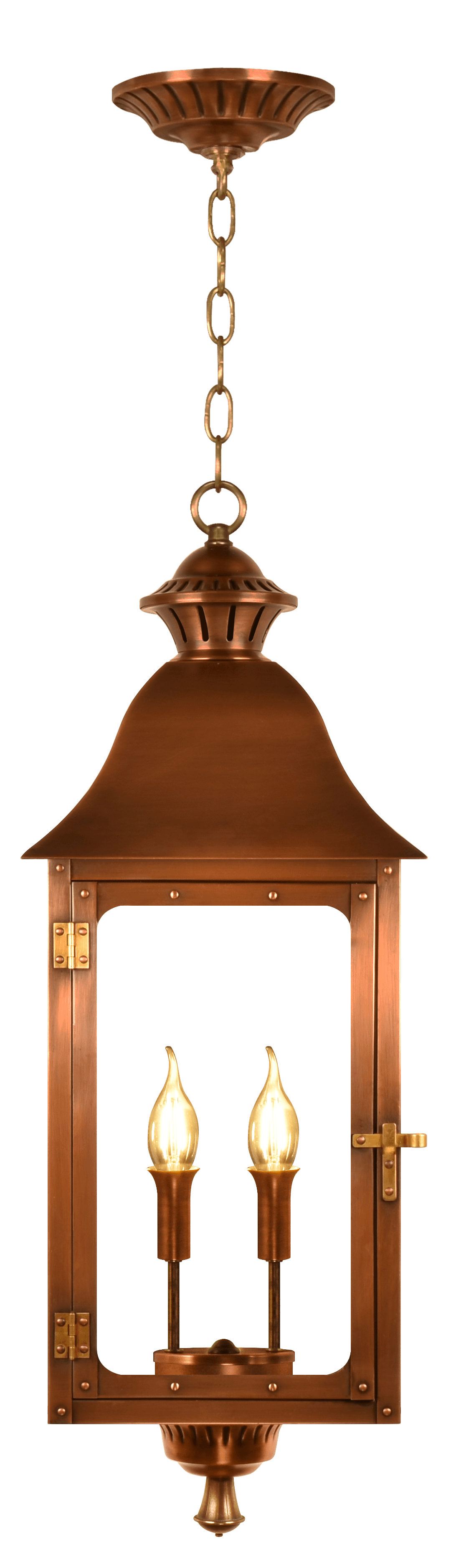 Antler Hill Ceiling Mount Electric Lantern — Antique Copper, 22.5" x 8"