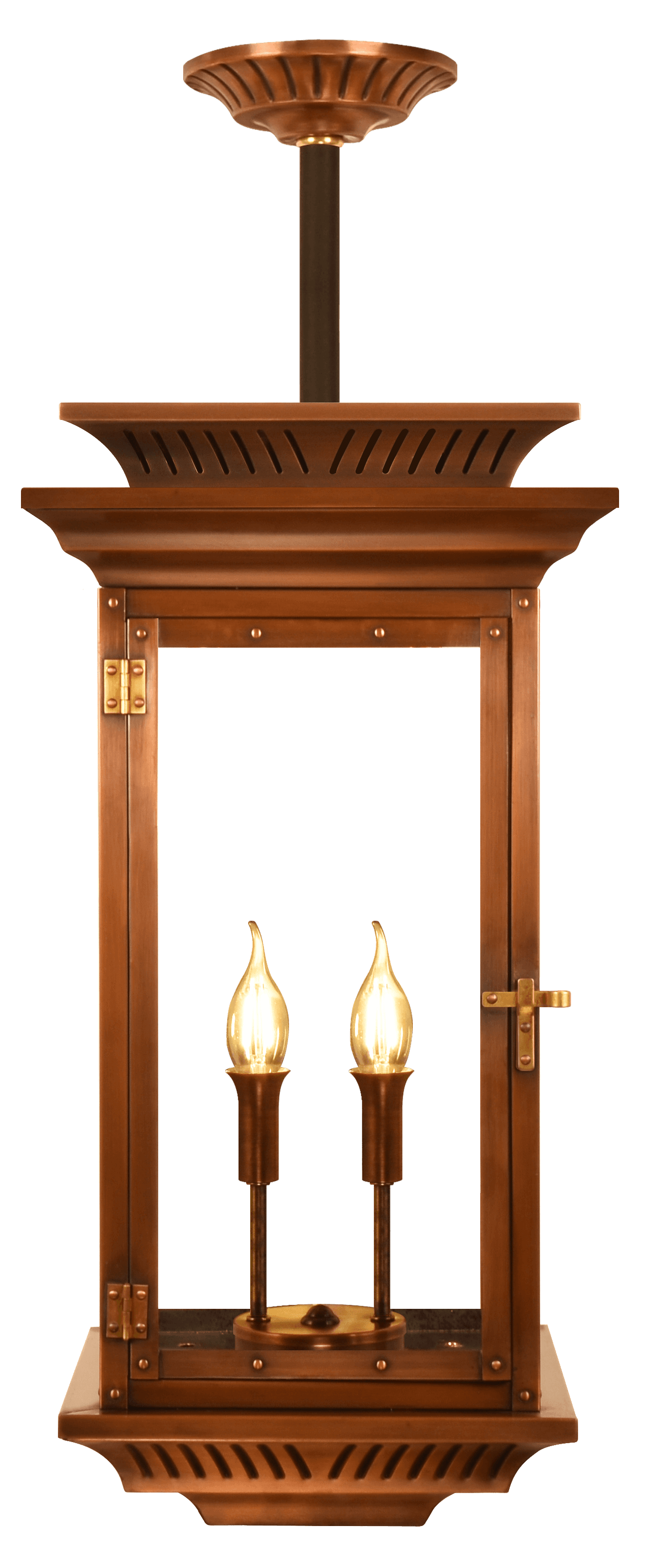 Approach Ceiling Mount Electric Lantern — Antique Copper, 19.5" x 9.5"