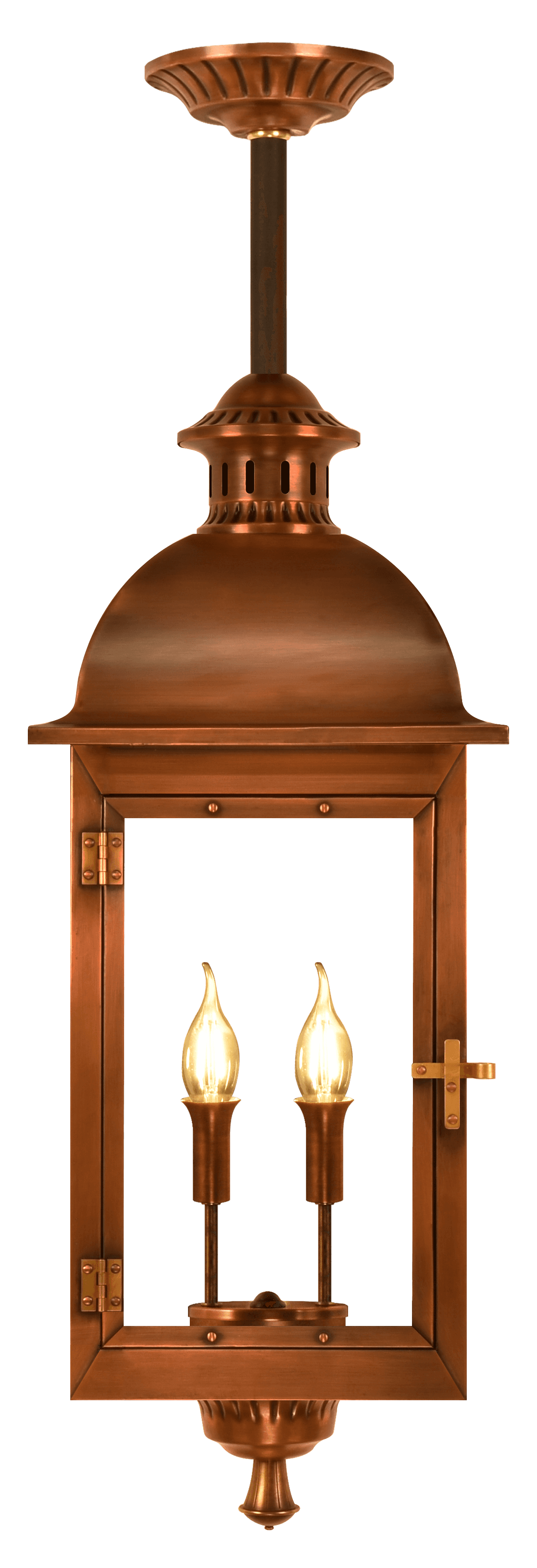 Arcus Ceiling Mount Electric Lantern — Antique Copper, 23" x 10"
