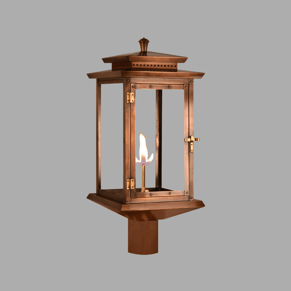 Traveler Post Mount Natural Gas Lantern — Antique Copper, 19" x 9"