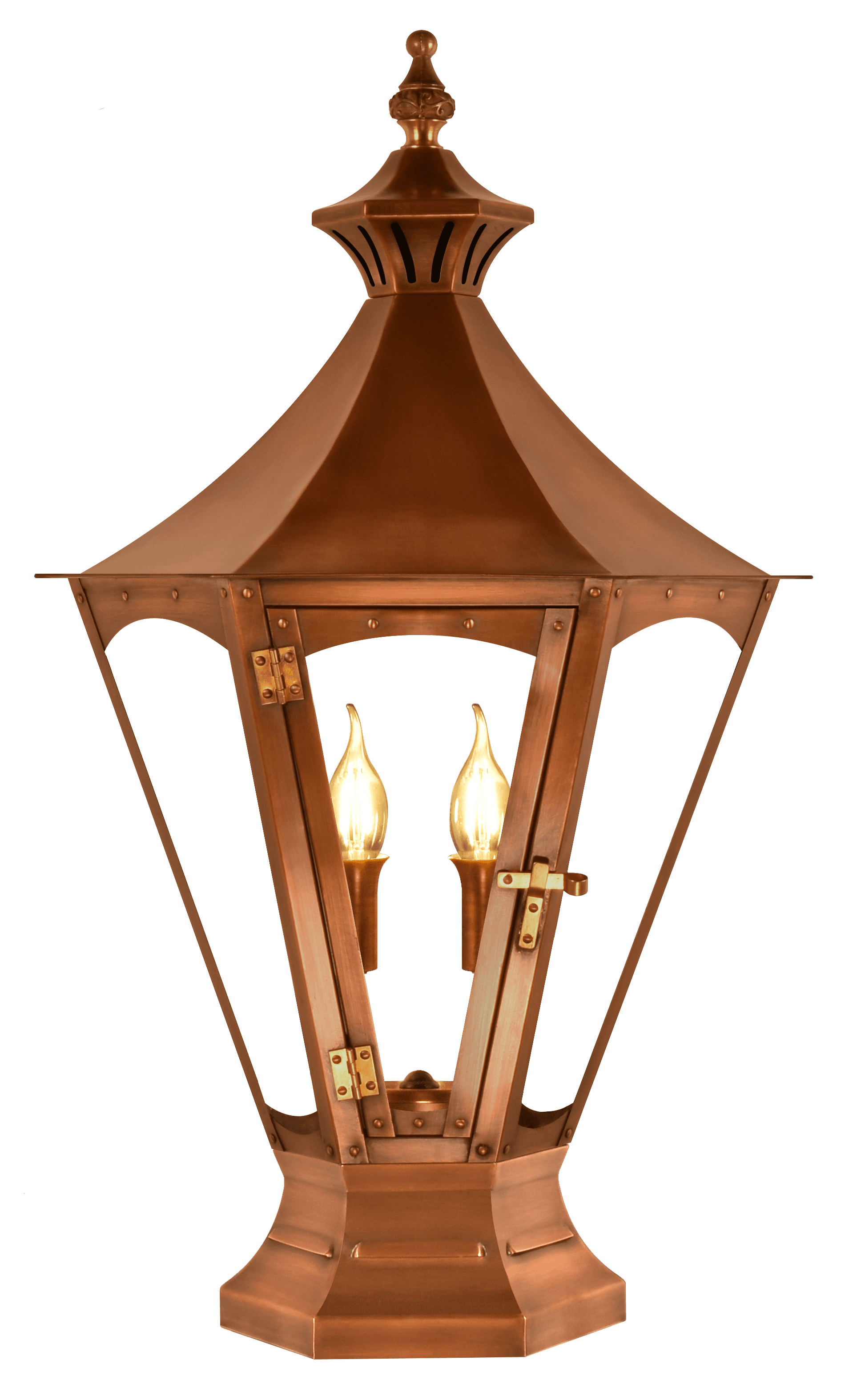 Gala Post Mount Electric Lantern — Antique Copper, 32" x 14.5"