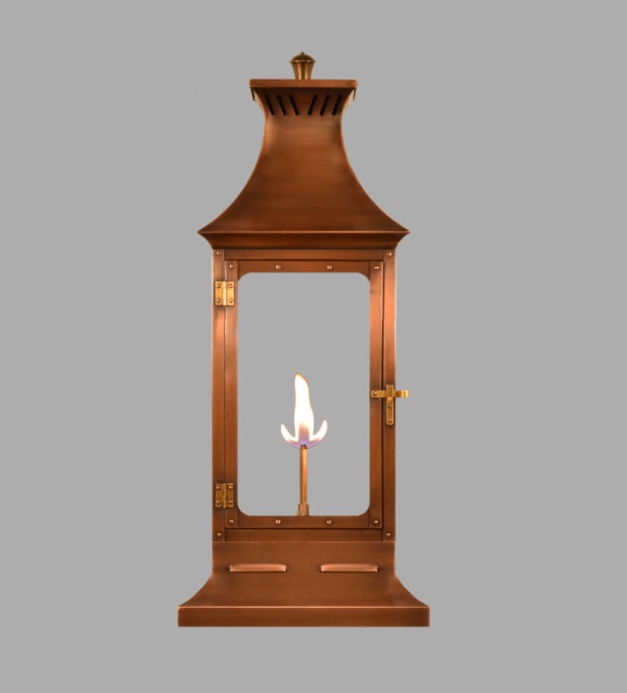 Pinnacle Post Mount Natural Gas Lantern — Antique Copper, 22" x 9.5"