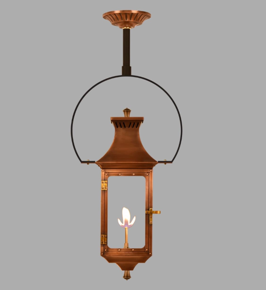 Pinnacle Ceiling Mount Natural Gas Lantern — Antique Copper, 22" x 9.5"