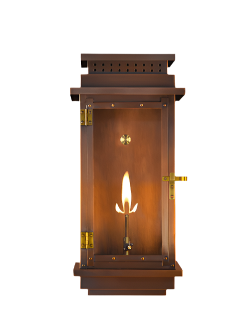 Contempo Flush Gas Wall Mount Copper Lantern