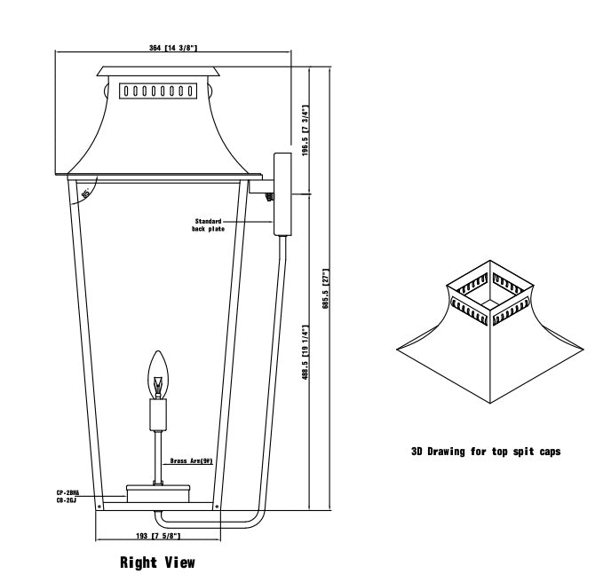 East Bay Electric Wall Mount Copper Lantern