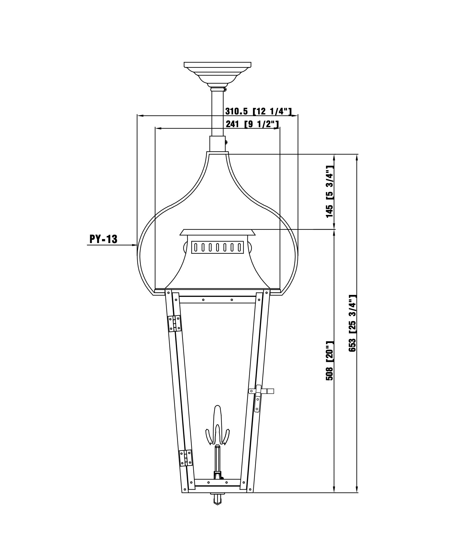 East Bay Gas Hanging Mount Copper Lantern