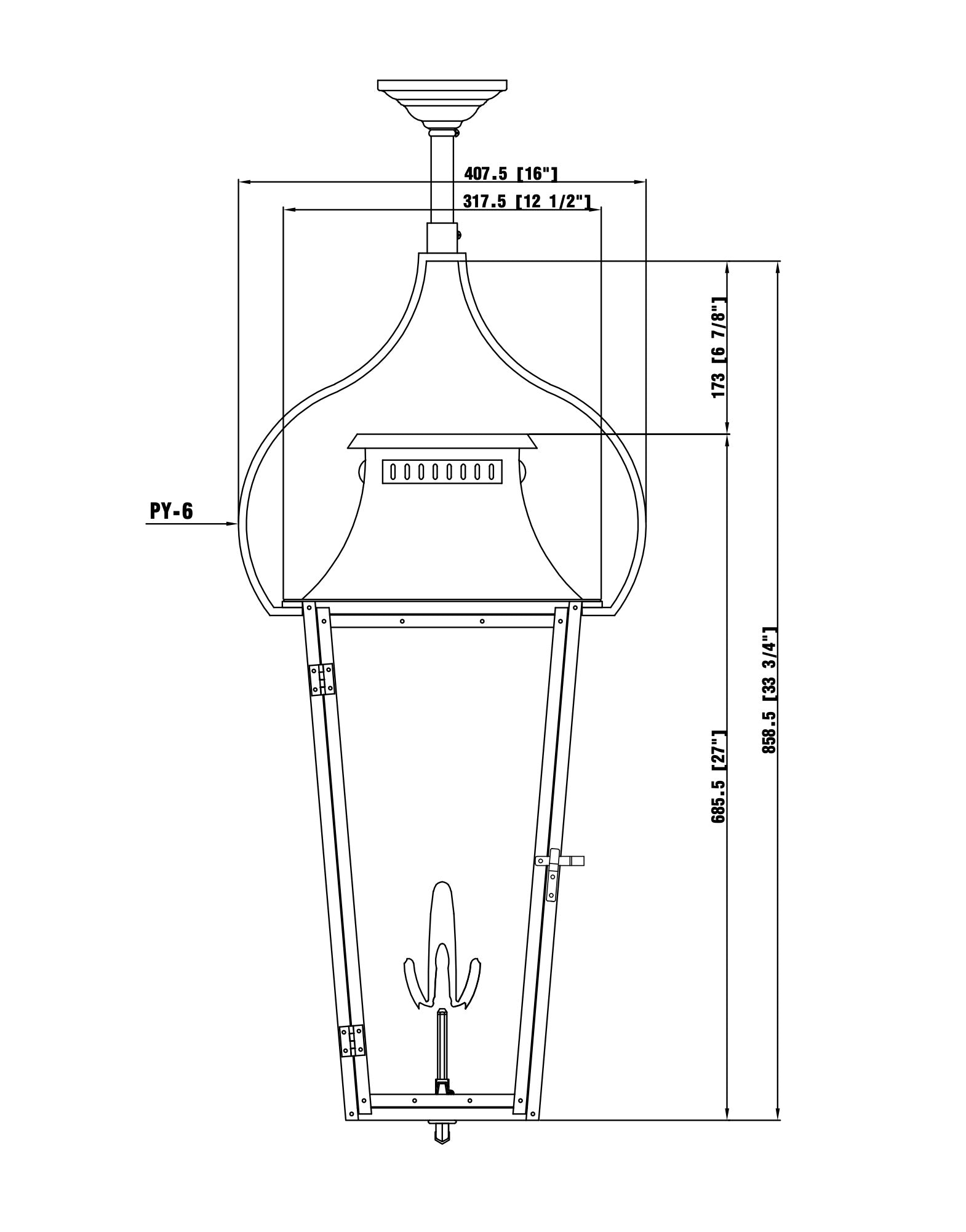 East Bay Gas Hanging Mount Copper Lantern