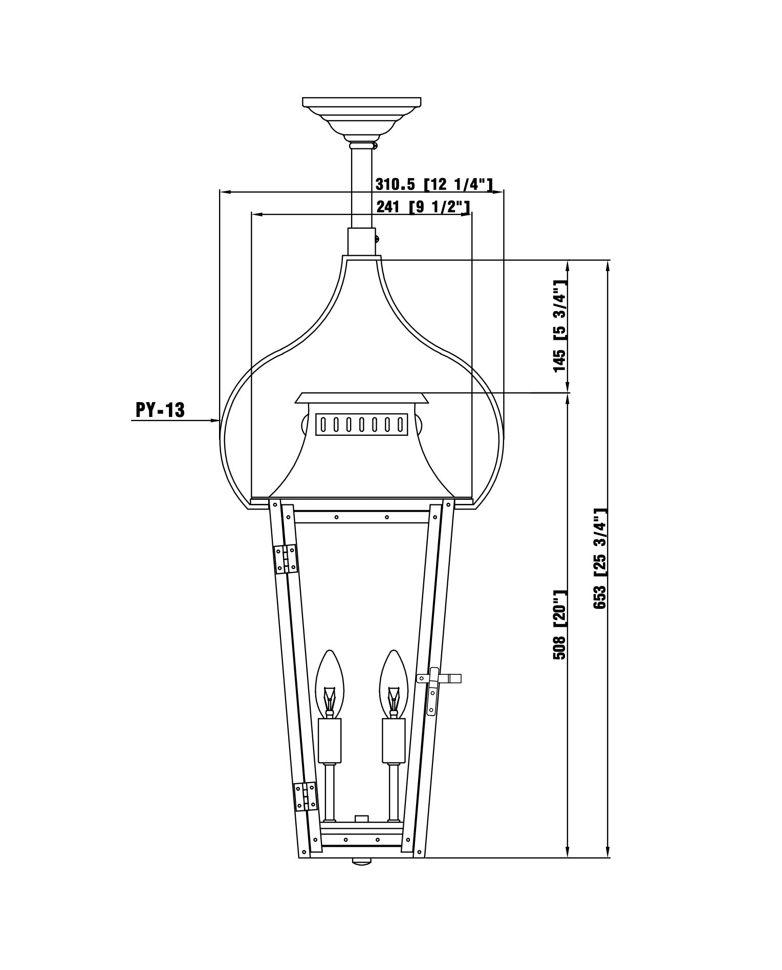 East Bay Electric Hanging Mount Copper Lantern