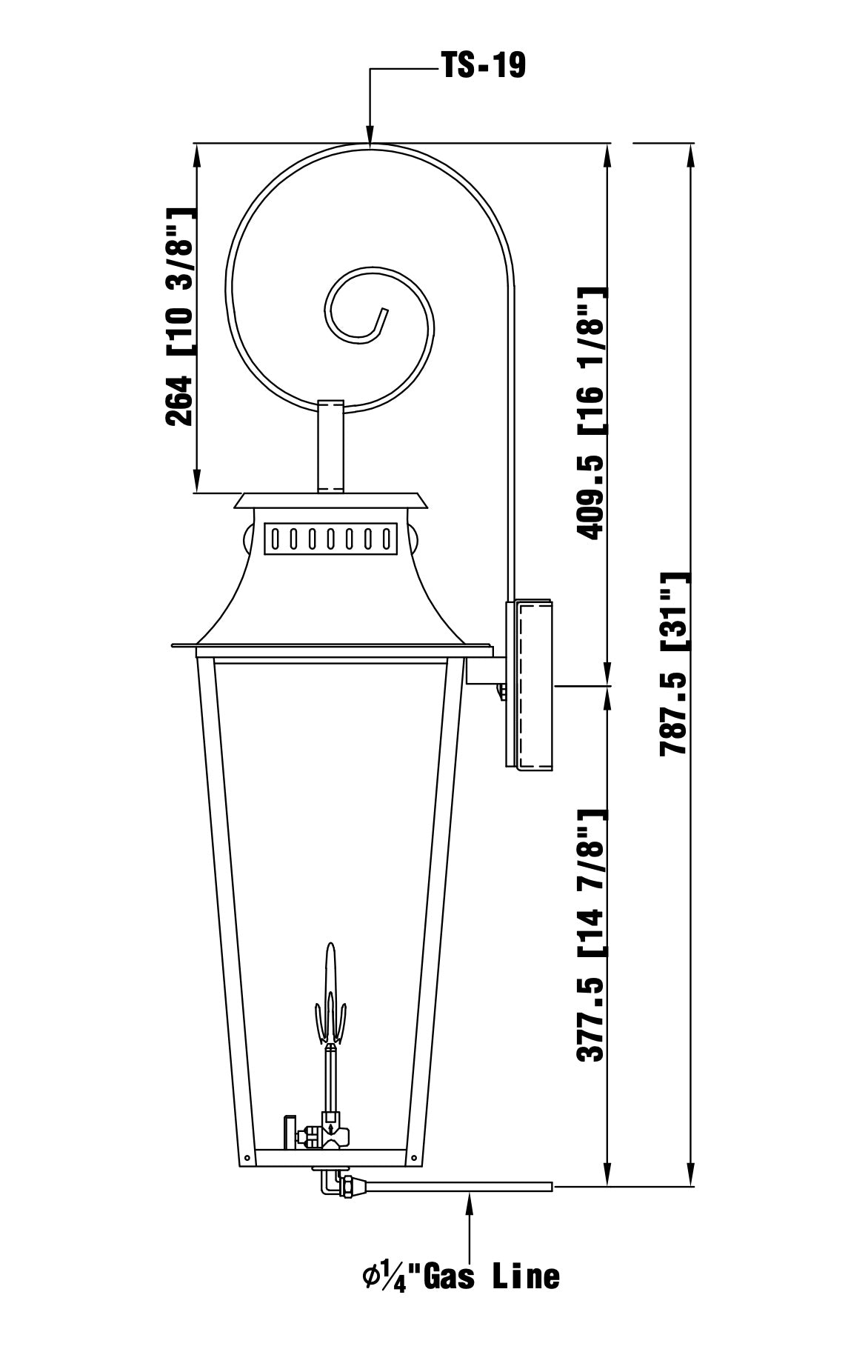 East Bay Gas Wall Mount Copper Lantern