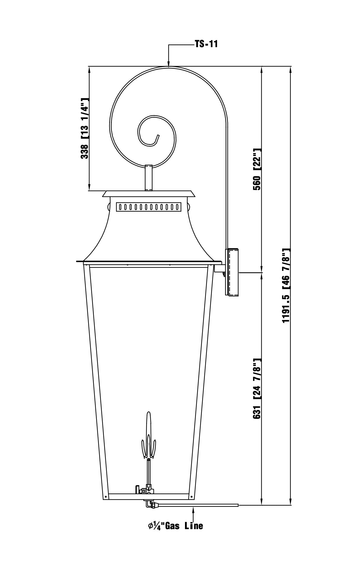 East Bay Gas Wall Mount Copper Lantern