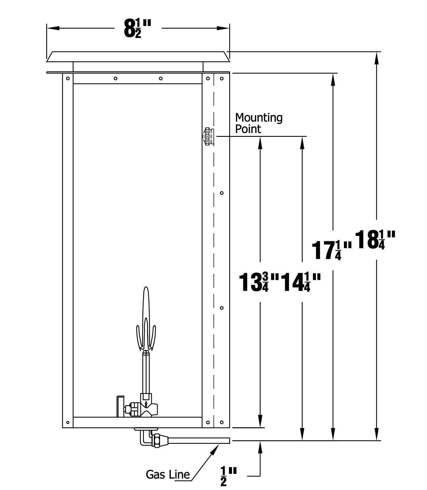 Hyland Flush Gas Wall Mount Copper Lantern