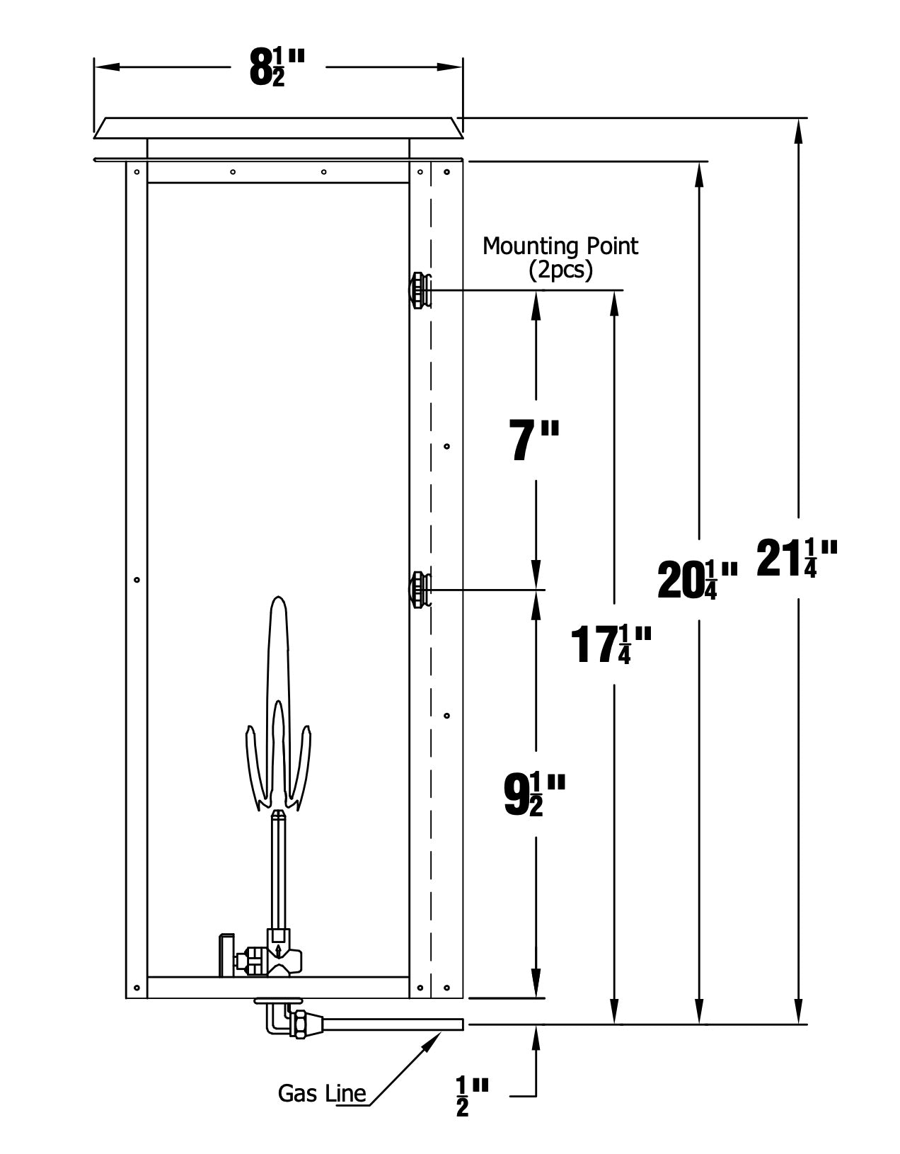 Hyland Flush Gas Wall Mount Copper Lantern