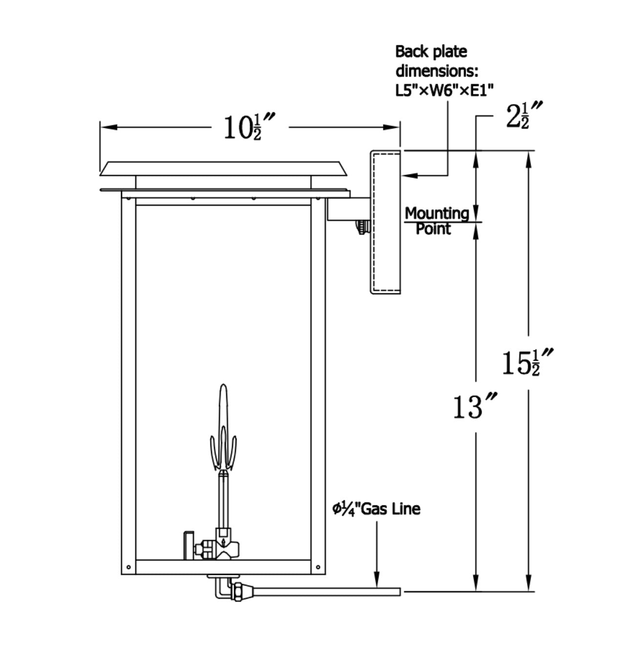 Hyland Gas Wall Mount Copper Lantern