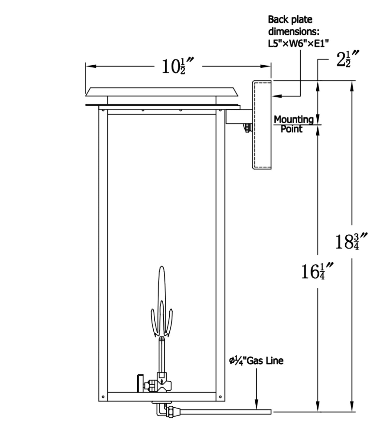 Hyland Gas Wall Mount Copper Lantern