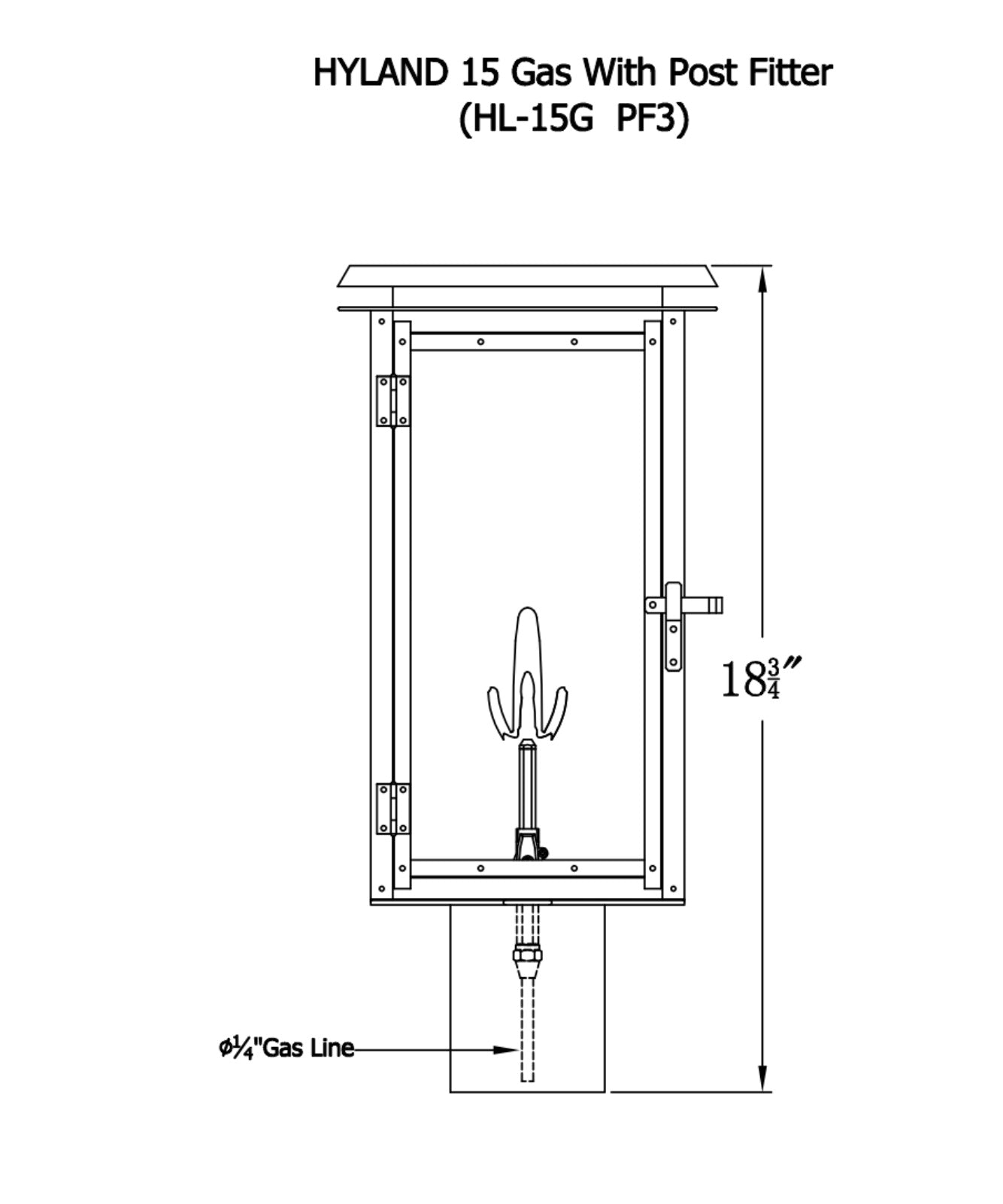 Hyland Gas Post Mount Copper Lantern