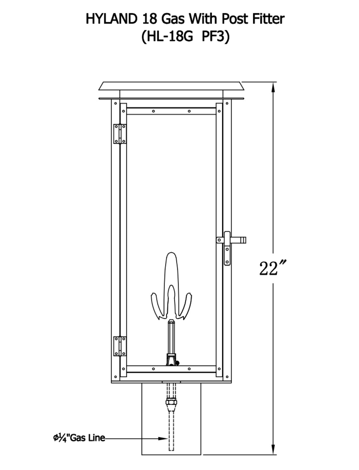 Hyland Gas Post Mount Copper Lantern