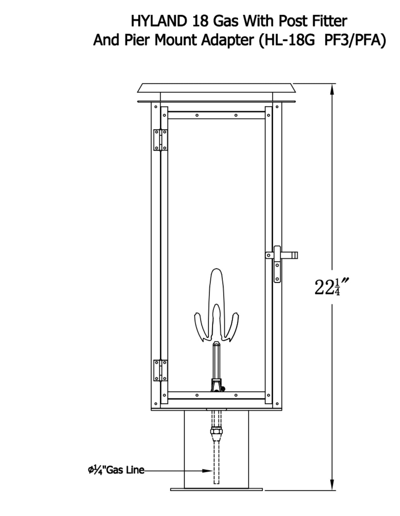 Hyland Gas Post Mount Copper Lantern