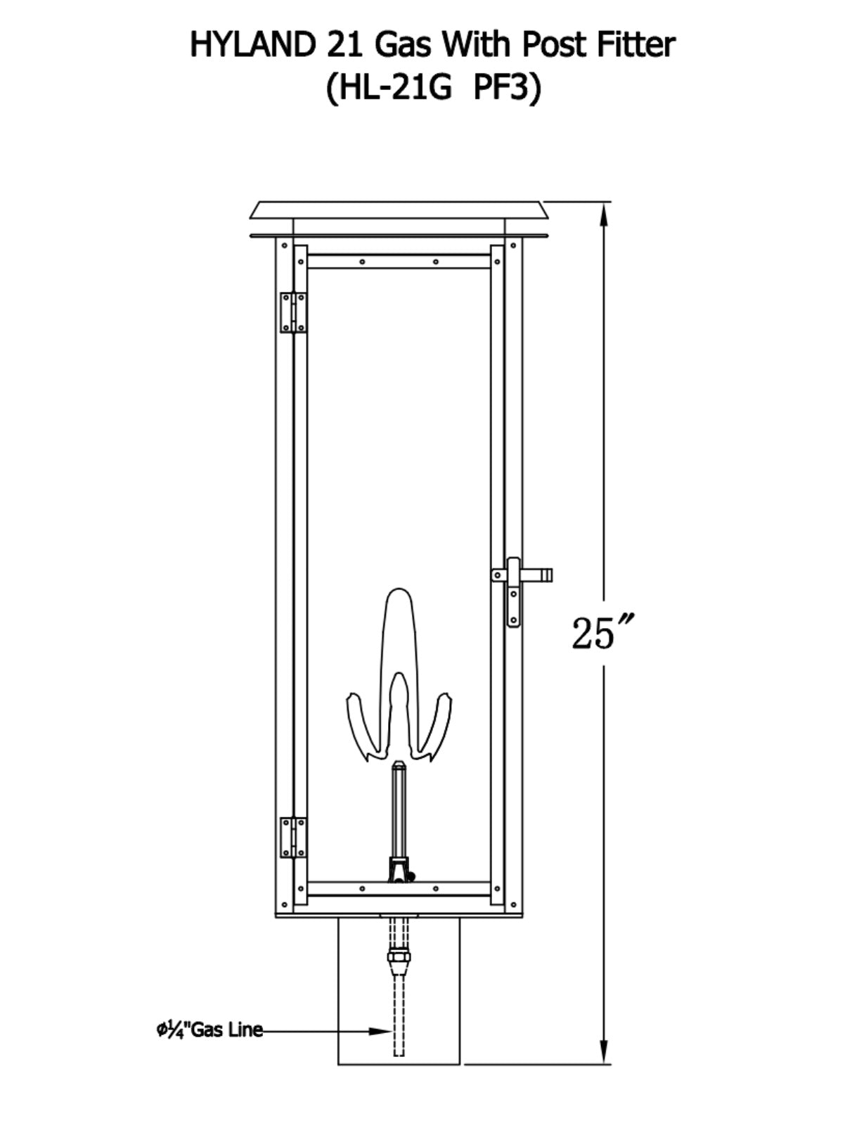 Hyland Gas Post Mount Copper Lantern