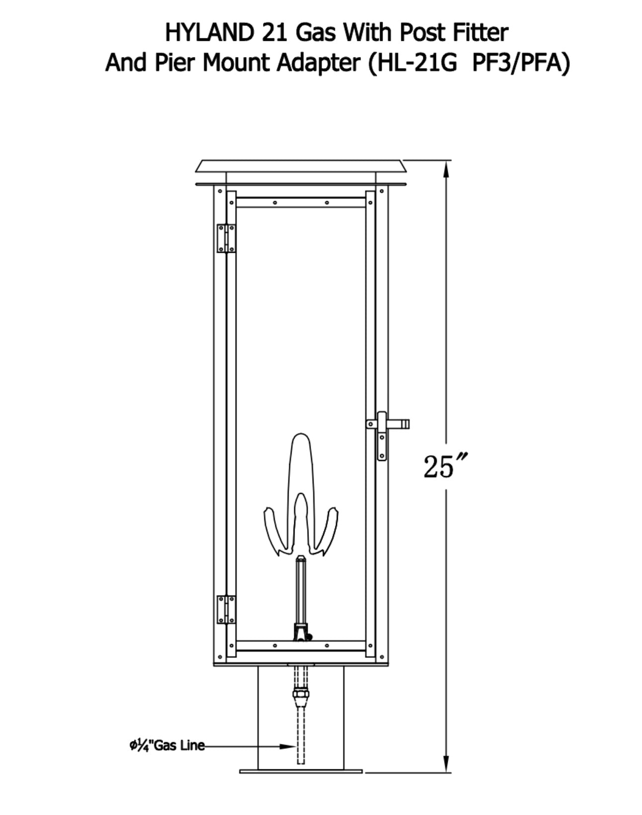 Hyland Gas Post Mount Copper Lantern