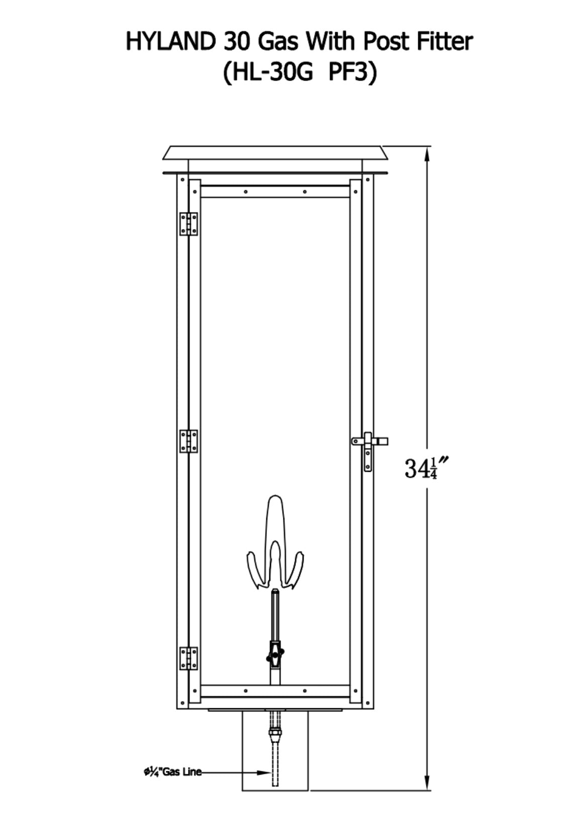Hyland Gas Post Mount Copper Lantern