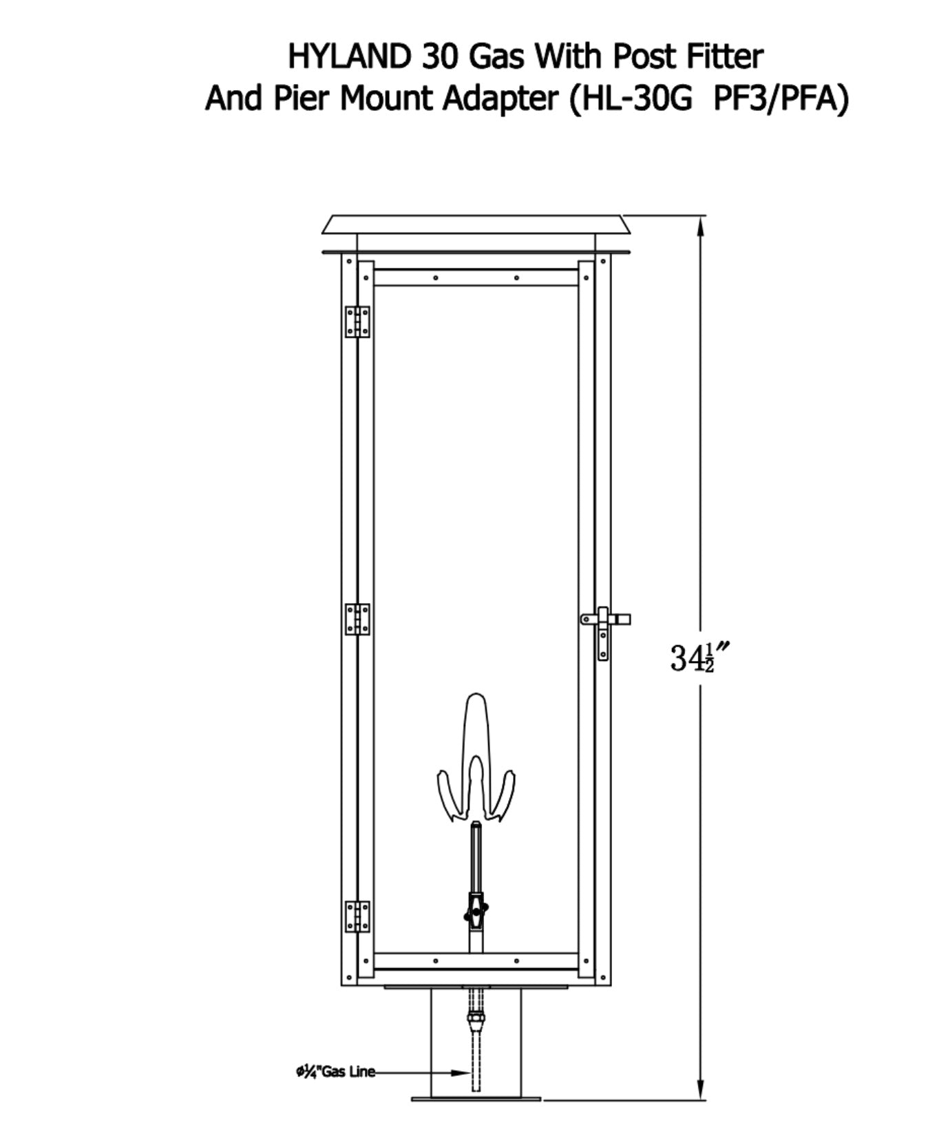 Hyland Gas Post Mount Copper Lantern