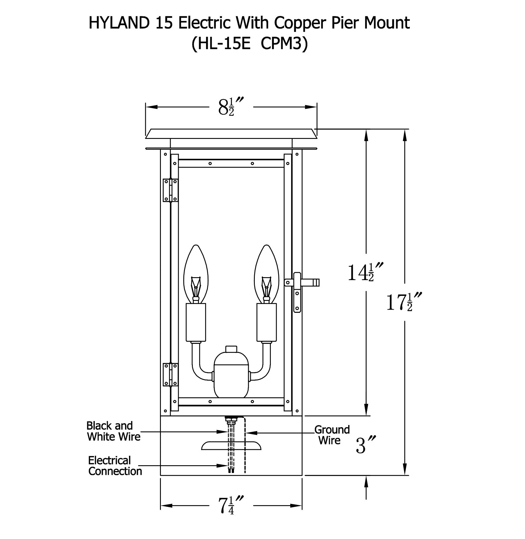 Hyland Electric Post Mount Copper Lantern