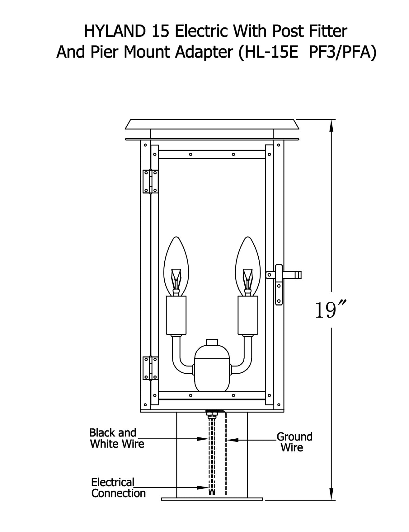 Hyland Electric Post Mount Copper Lantern