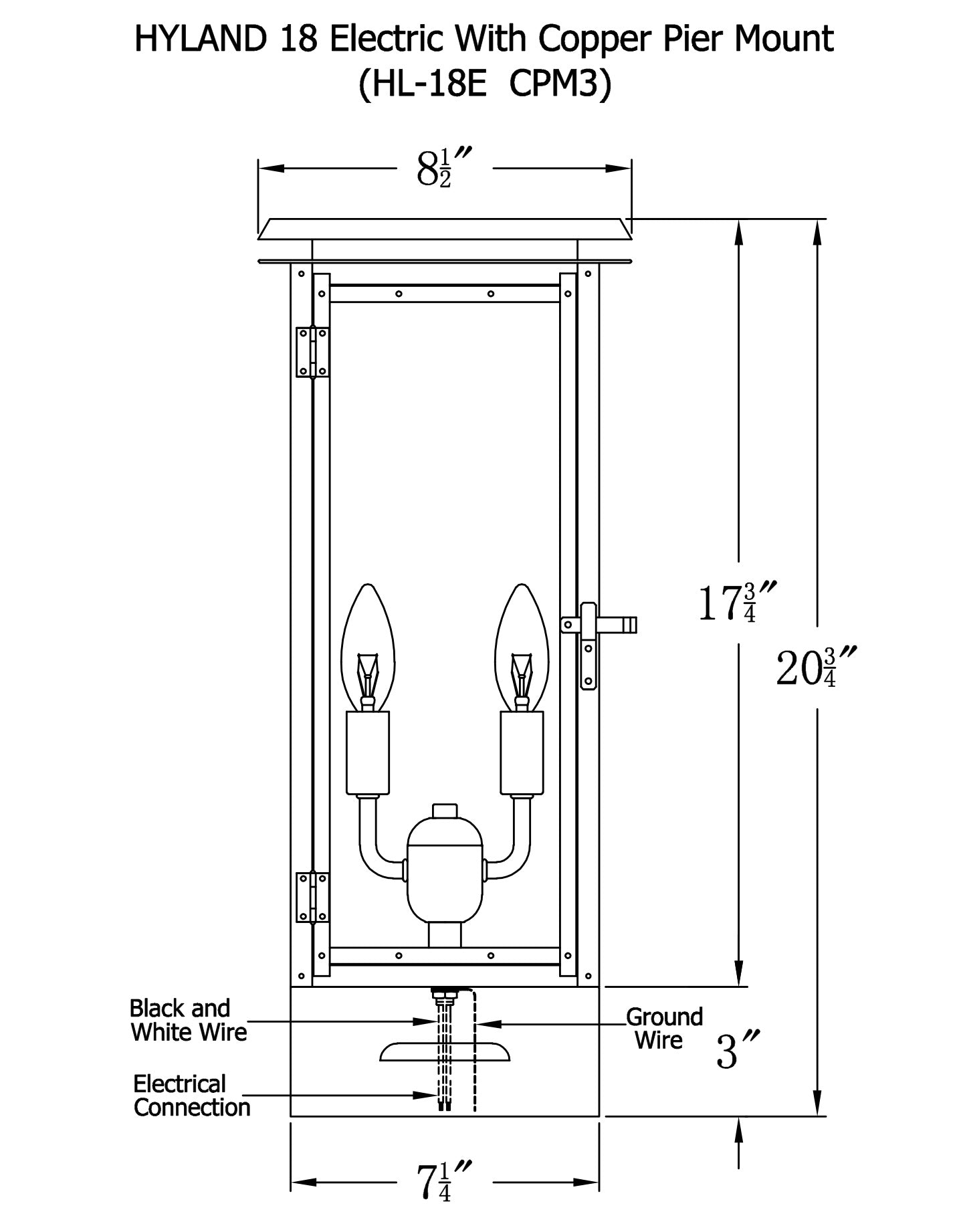 Hyland Electric Post Mount Copper Lantern