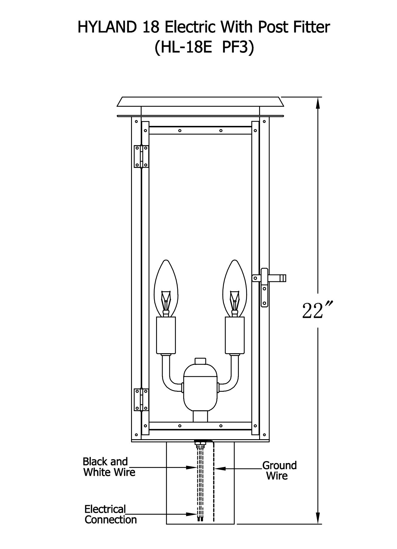 Hyland Electric Post Mount Copper Lantern